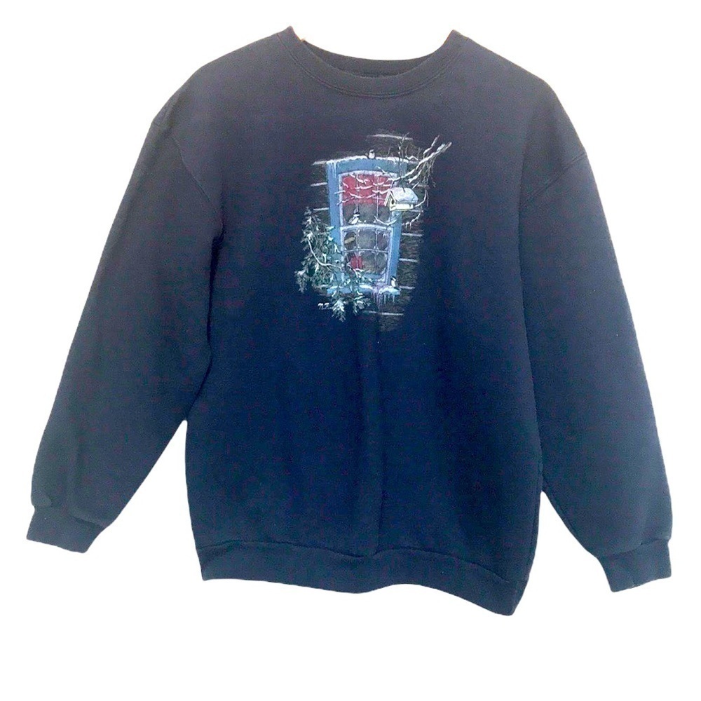 VINTAGE Northern Reflections navy crew neck winter sweatshirt Small oversized